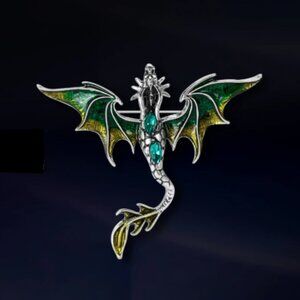🍏50% OFF/3+...Flying Dragon Brooch/Pendant (Green)